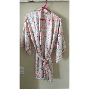 Pink floral kimono robe